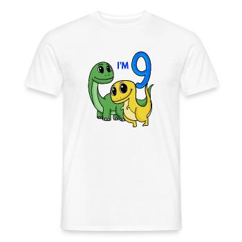 Garçons 9 ans 9ème anniversaire Garçons Dino Shirt - T-shirt homme - blanc - Devant - AI Model Male 178 dark (178cm)