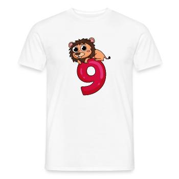 9 Jahre alt - 9. Geburtstag mit Tier Motiv - Männer T-Shirt - Weiß - Vorne - AI Model Male 178 dark (178cm)