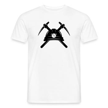 Zwei Spitzhacken mit Helm gekreuzt - Männer T-Shirt - Weiß - Vorne - AI Model Male 178 dark (178cm)