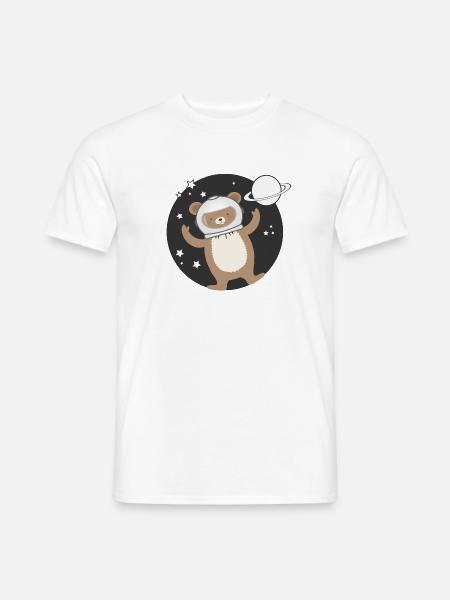 niedlicher Astronauten Bär im comic Stil - Männer T-Shirt - Weiß