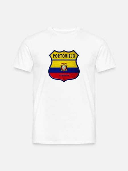 Portoviejo Ecuador Wappen Flaggen Design - Männer T-Shirt - Weiß