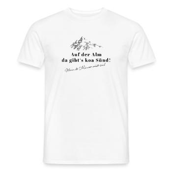 On the Spruch Bergwitz alpine pasture - Men's T-Shirt - white - Front - AI Model Male 178 dark (178cm)