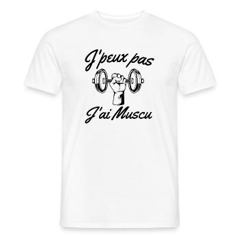 musculation, muscu, fitness - T-shirt homme - blanc - Devant - AI Model Male 178 dark (178cm)