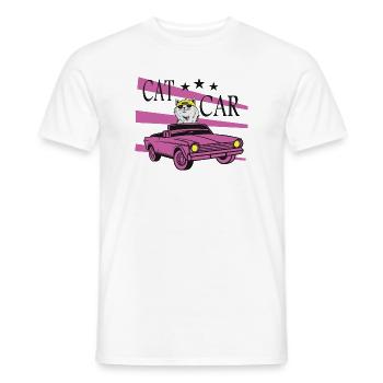 Voiture de chat - T-shirt homme - blanc - Devant - AI Model Male 178 dark (178cm)
