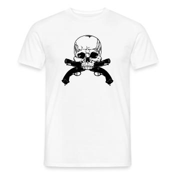 Skull gun duel - Men's T-Shirt - white - Front - AI Model Male 178 dark (178cm)