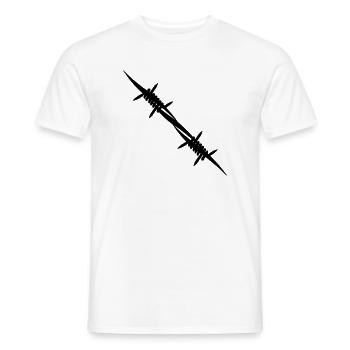 Pièce d’accouplement en fil de fer barbelé - T-shirt homme - blanc - Devant - AI Model Male 178 dark (178cm)