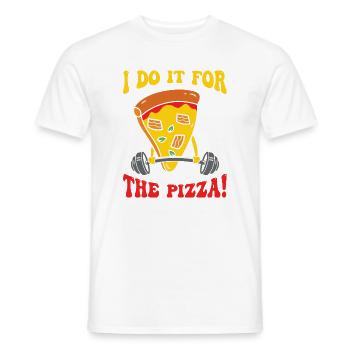 Training just for pizza – fitness humor design - Men's T-Shirt - white - Front - AI Model Male 178 dark (178cm)