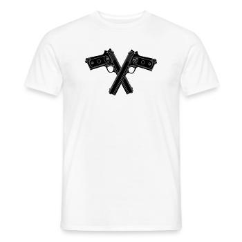 Deux pistolets militaires croisés 38 Colt - T-shirt homme - blanc - Devant - AI Model Male 178 dark (178cm)