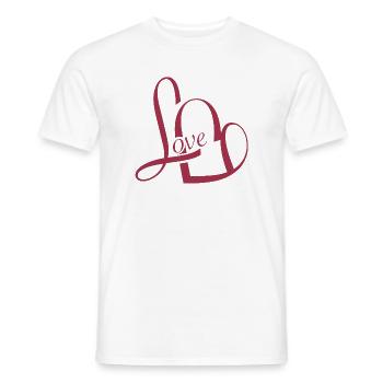 romantic Valentine's Day typography in red - Men's T-Shirt - white - Front - AI Model Male 178 dark (178cm)