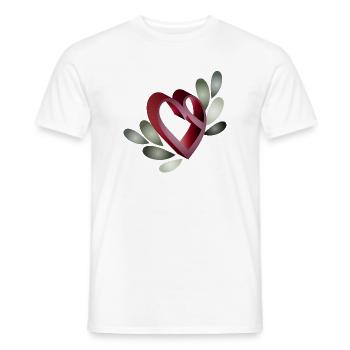 romantique symbole du cœur de la Saint-Valentin avec des feuilles - T-shirt homme - blanc - Devant - AI Model Male 178 dark (178cm)
