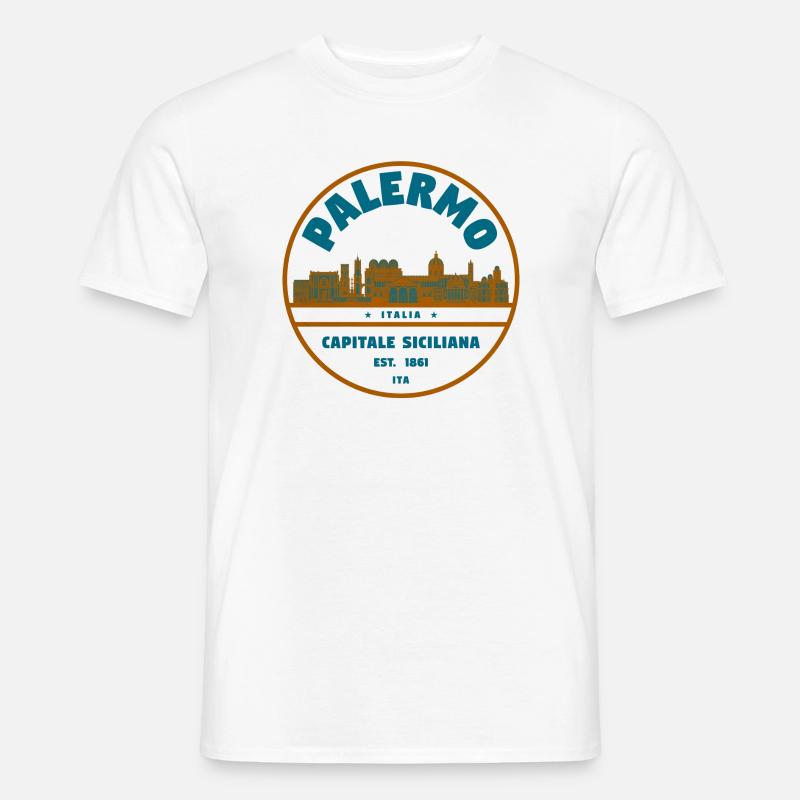 Palermo Capitale Siciliana Skyline - Männer T-Shirt - Weiß