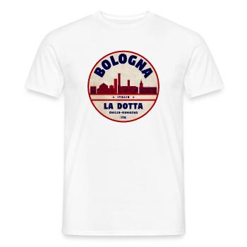 Bologna La Dotta Skyline Badge - Men's T-Shirt - white - Front - AI Model Male 178 dark (178cm)
