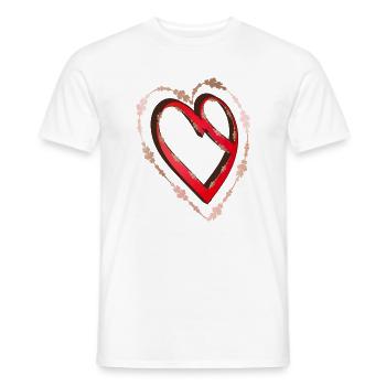 nostalgic red calligraphy heart - Men's T-Shirt - white - Front - AI Model Male 178 dark (178cm)