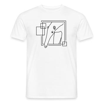 Fourmilier en forme géométrique - Conception d’art au trait - T-shirt homme - blanc - Devant - AI Model Male 178 dark (178cm)