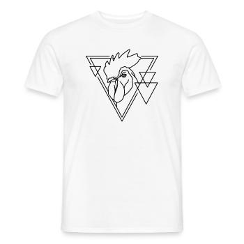 Coq en forme géométrique - Conception d’art au trait - T-shirt homme - blanc - Devant - AI Model Male 178 dark (178cm)