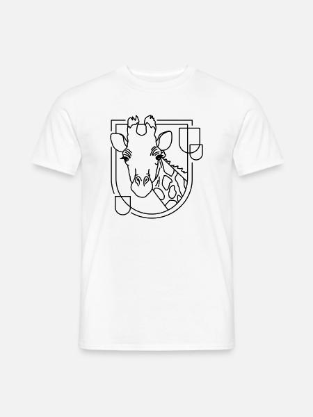 Giraffe in Geometric Shape - Line Art Design - Men's T-Shirt - white