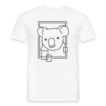 Koala en forme géométrique - Conception d’art au trait - T-shirt homme - blanc - Devant - AI Model Male 178 dark (178cm)