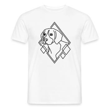 Beagle en forme géométrique - Conception d’art au trait - T-shirt homme - blanc - Devant - AI Model Male 178 dark (178cm)