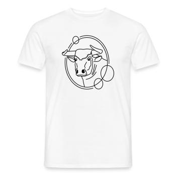 Taureau en forme géométrique - Conception d’art au trait - T-shirt homme - blanc - Devant - AI Model Male 178 dark (178cm)