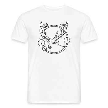 Cerf en forme géométrique - Conception d’art au trait - T-shirt homme - blanc - Devant - AI Model Male 178 dark (178cm)