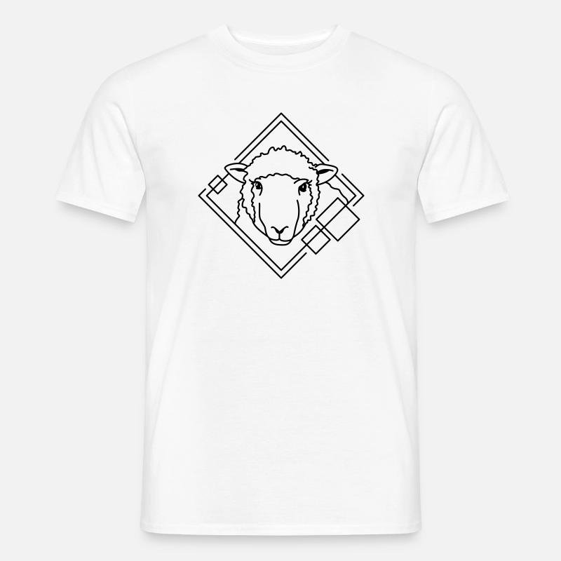 Schaf in geometrischer Form - Line-Art-Design - Männer T-Shirt - Weiß