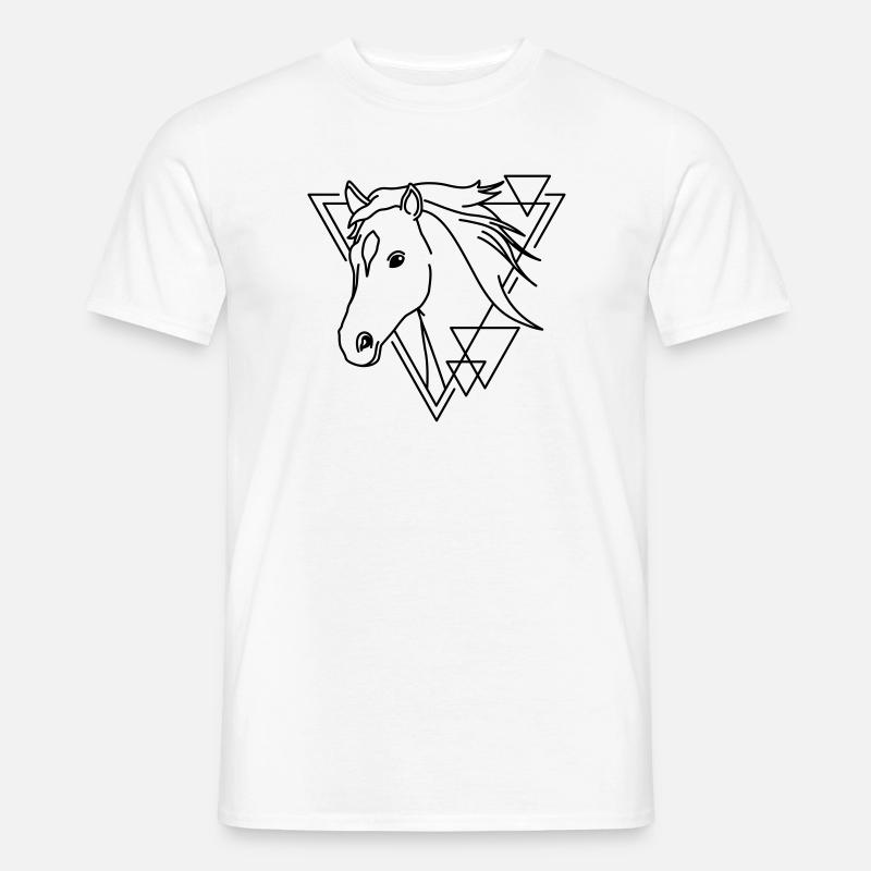Pferd in geometrischer Form - Line-Art-Design - Männer T-Shirt - Weiß