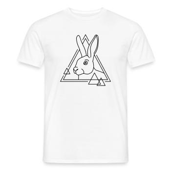Lapin en forme géométrique - conception d’art au trait - T-shirt homme - blanc - Devant - AI Model Male 178 dark (178cm)