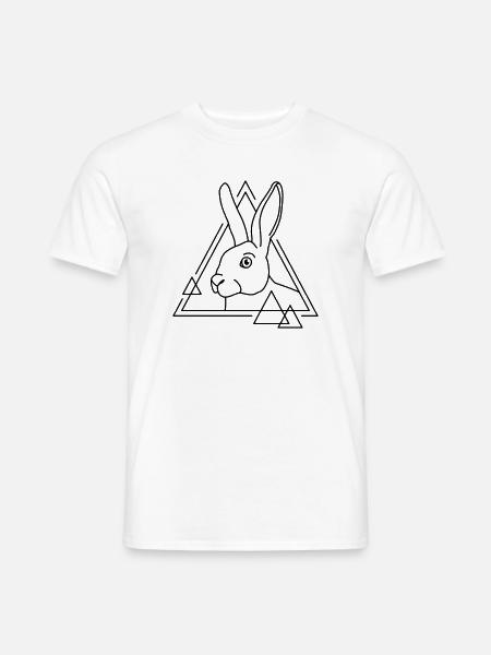 Hase in geometrischer Form - Line-Art-Design - Männer T-Shirt - Weiß