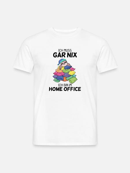 Home Office Büro Faultier Motiv - Männer T-Shirt - Weiß