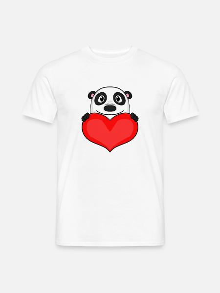 Panda mit Herz - Liebe Romantisch - Männer T-Shirt - Weiß