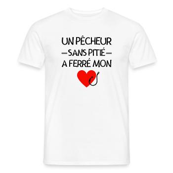 pêche, pêcheur, femme de pêcheur - T-shirt homme - blanc - Devant - AI Model Male 178 dark (178cm)