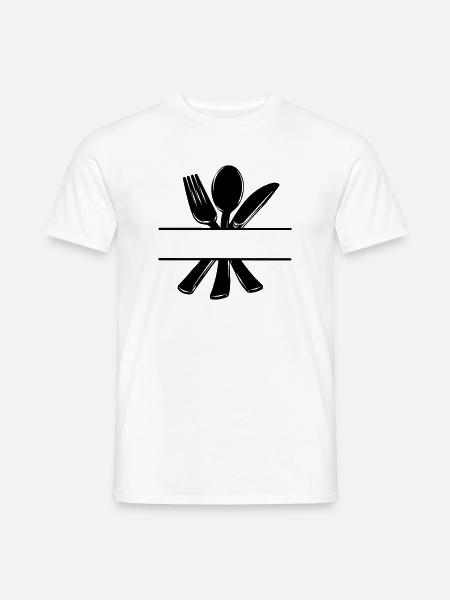Besteck-Menü-Logo mit transparenter Leiste - Männer T-Shirt - Weiß