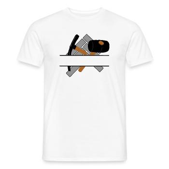 Logo du pavé avec barre transparente entre les deux - T-shirt homme - blanc - Devant - AI Model Male 178 dark (178cm)