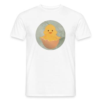 poussin nouvellement éclos dans la coquille d’œuf - T-shirt homme - blanc - Devant - AI Model Male 178 dark (178cm)