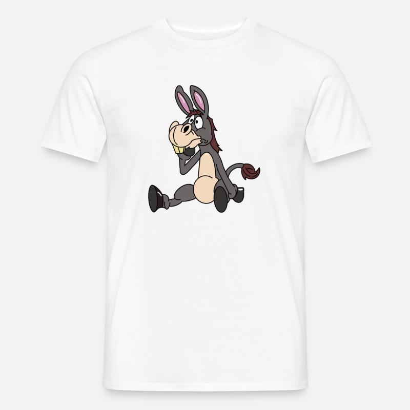 Sitzender Esel - Männer T-Shirt - Weiß