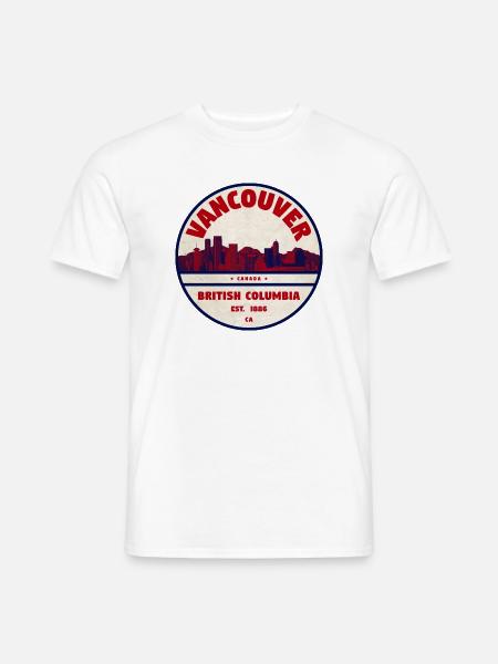 Vancouver Skyline Vintage Logo - Männer T-Shirt - Weiß