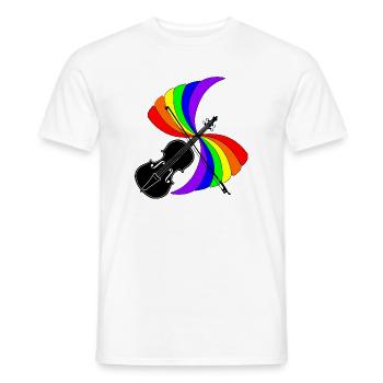 Violon avec musique arc-en-ciel, beau logo pour violon f - T-shirt homme - blanc - Devant - AI Model Male 178 dark (178cm)
