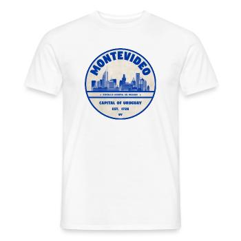Montevideo Skyline Blaues Stadtsiegel - Männer T-Shirt - Weiß - Vorne - AI Model Male 178 dark (178cm)