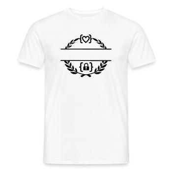 Code with heart and code with lock in laurel wreath m - Men's T-Shirt - white - Front - AI Model Male 178 dark (178cm)