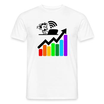 Better results colored graph girl laptop - Men's T-Shirt - white - Front - AI Model Male 178 dark (178cm)