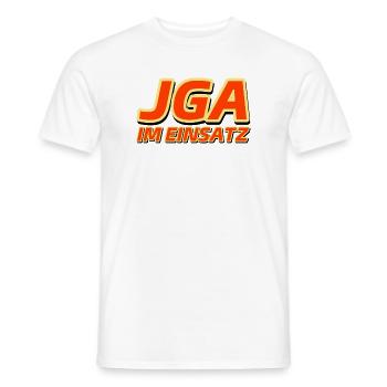JGA IM EINSATZ - Junggesellenabschied - Männer T-Shirt - Weiß - Vorne - AI Model Male 178 dark (178cm)