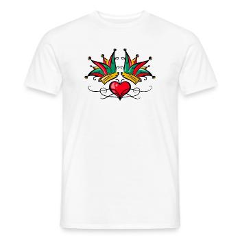 Tatouage de cœur de carnaval Fool’s Cap - T-shirt homme - blanc - Devant - AI Model Male 178 dark (178cm)