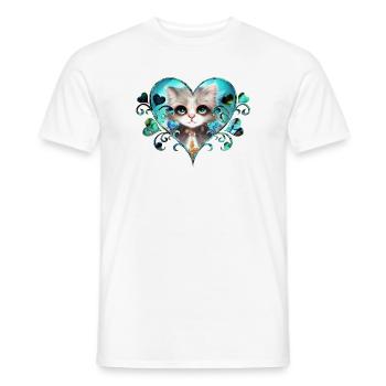 Cute fluffy little cat - Men's T-Shirt - white - Front - AI Model Male 178 dark (178cm)