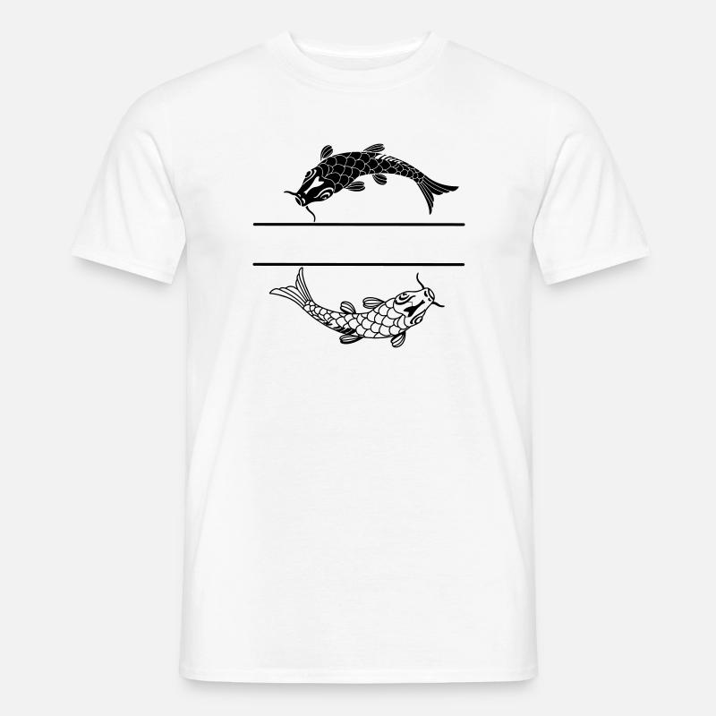 Fisch schwarz-weiß mit leerer Textleiste - Männer T-Shirt - Weiß