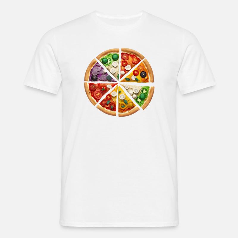 Regenbogenpizza Segmente - Männer T-Shirt - Weiß
