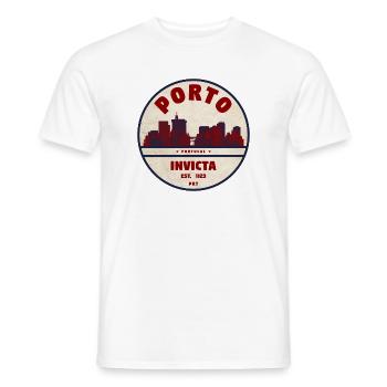 Porto Skyline Invicta Badge - Männer T-Shirt - Weiß - Vorne - AI Model Male 178 dark (178cm)