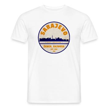 Sarajevo Skyline Vintage Abzeichen - Männer T-Shirt - Weiß - Vorne - AI Model Male 178 dark (178cm)