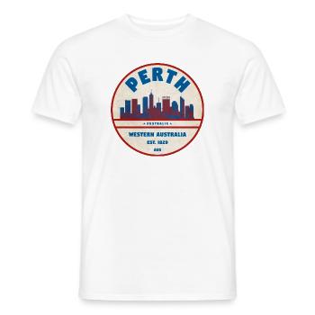Perth Skyline Retro AU - Männer T-Shirt - Weiß - Vorne - AI Model Male 178 dark (178cm)