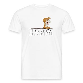 Dog Dog Puppy HAPPY - Men's T-Shirt - white - Front - AI Model Male 178 dark (178cm)