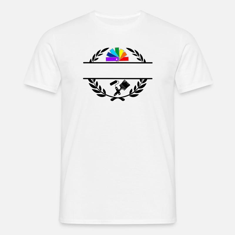 Farbfächerdeck in Lorbeerkranz mit Pinselroller - Männer T-Shirt - Weiß
